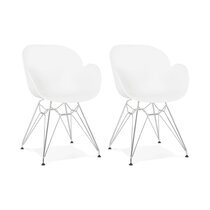 Lot de 2 fauteuils design blanc piétement métal - UMILA