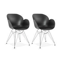 Lot de 2 fauteuils design noir piétement métal - UMILA