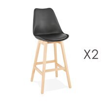 Lot de 2 chaises de bar design 48x112x56 cm noir - ELO