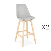 Lot de 2 chaises de bar design 48x112x56 cm gris - ELO