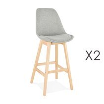 Lot de 2 chaises de bar design 48x112x56 cm tissu gris - ELO