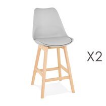 Lot de 2 chaises de bar design 48x102x56 cm gris - ELO
