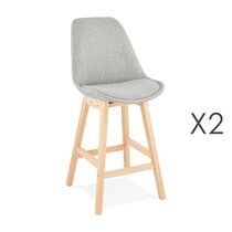 Lot de 2 chaises de bar design 48x102x56 cm tissu gris - ELO