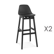 Lot de 2 chaises de bar 42x48x102 cm noir et pieds noir - ELO