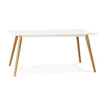 Table à manger 160x90x75 cm blanc et naturel - BALTIC