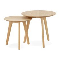 Lot de 2 tables gigognes rondes en bois naturel - BALTIC