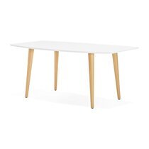 Table à manger extensible 170/270 cm blanc et naturel - BALTIC