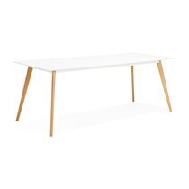 Table à manger 200x90x75 cm en bois blanc et naturel - BALTIC