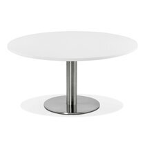 Table basse ronde 90 cm en bois blanc et métal - LIVY