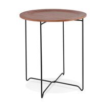 Table basse ronde 45x45x52 cm en bois foncé et métal noir - SOHO