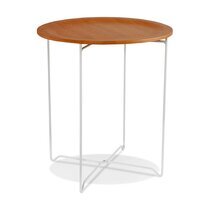 Table basse ronde 45x45x52 cm en bois naturel et métal blanc - SOHO