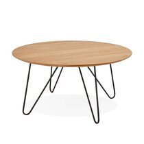 Table basse ronde 80x80x40 cm en bois naturel et métal noir