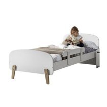 Lit 90x200 cm + barrière de lit en pin blanc - KIDLY