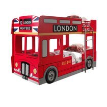 Lits superposés bus london 90x200 cm + matelas rouge
