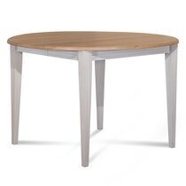 Table ronde et 1 allonge 105 cm avec pieds fuselés chêne et blanc - MARIE
