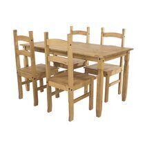 Ensemble table à manger 150 cm + 4 chaises en pin massif - SERGO