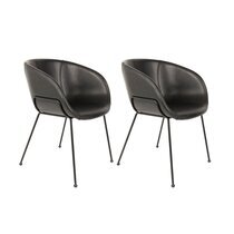 Lot de 2 chaises 56,5x55x77 cm en PU noir - FESTON