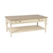 Table basse 1 tiroir en bois naturel et blanc - BERTILLE
