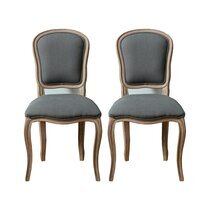 Lot de 2 chaises en bois naturel et tissu gris - CHARMY NOIR