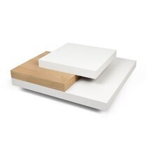 Table basse avec 4 plateaux 90x90 cm en bois blanc et naturel - SLATE