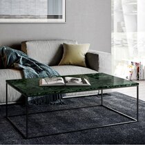 Table basse avec plateau en marbre vert et piètement chromé - LYDIA