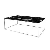 Table basse avec plateau en marbre noir et piètement chromé - LYDIA