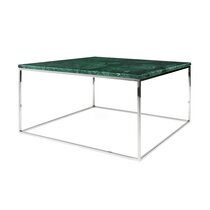 Table basse 75 cm plateau en marbre vert piètement chromé - LYDIA