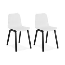 Lot de 2 chaises 44,5x52,5x81 cm blanches et pieds noirs - NELSON