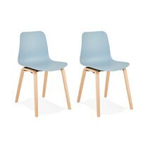 Lot de 2 chaises 44,5x52,5x81 cm bleues et pieds naturels - NELSON