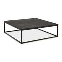 Table basse carrée 110x35 cm en bois noir et métal