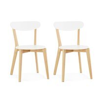 Lot de 2 chaises 52x45x80 cm en bois blanc et naturel