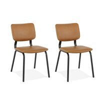 Lot de 2 chaises 60x46x81 cm en PU marron et métal noir