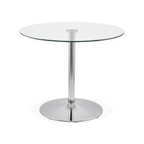 Table à manger ronde 90 cm en verre et métal chromé