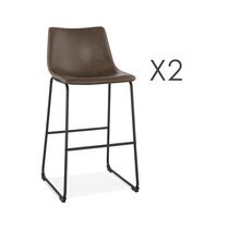 Lot de 2 chaises de bar 50x46x98 cm H72 en PU marron et métal
