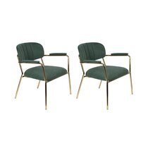 Lot de 2 chaises 69,5x61x73 cm en tissu vert foncé - JULIEN