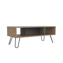 Table basse 101x45x40 cm décor chêne et gris - GASPAR