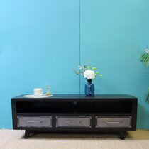Meuble TV 3 tiroirs 160 cm en manguier et métal noir vieilli - GUSTAF