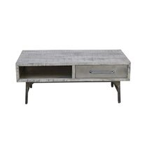 Table basse 1 tiroir 120 cm en manguier gris clair - VERMONT