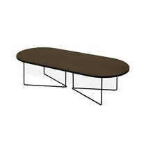 Table basse ovale 136x60x36 cm plateau noyer et piétement noir - OVAL