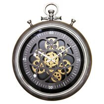 Horloge ronde chronomètre 40x50 cm en métal noir et doré