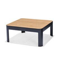 Table basse carrée en aluminium noir et teck naturel - ANZIO