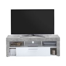 Meuble TV 1 tiroir 150 cm gris béton et blanc - VERSO