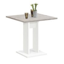 Table bistrot carrée 70x77,5 cm blanche et chêne grisé