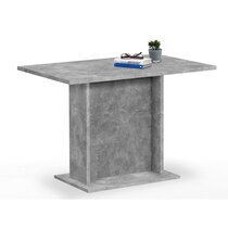 Table à manger 110x70x77,5 m avec pied plein décor gris béton