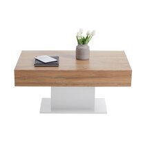 Table basse avec 2 tiroirs 100x65x46,6 cm chêne et blanc
