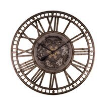 Horloge industrielle chiffres romains 90 cm en métal gris