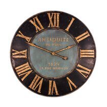 Horloge Antiquité de Paris 93 cm en métal noir et doré