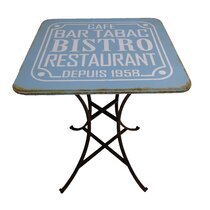 Table carrée 61x76 cm en fer bleu antique