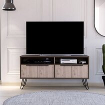 Meuble TV 4 portes 123,5x38,6x60,6 cm marron et chêne grisé - WOTAY