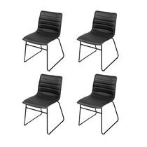 Lot de 4 chaises repas 55x45x78 cm en PU noir
